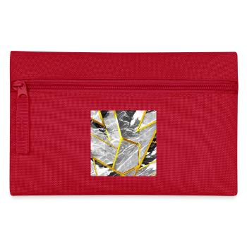 Marble Black and White Gold Texture - Pencil Case - red - Front