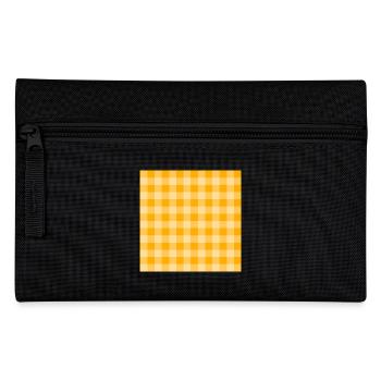 Retro 70's Buffalo Plaid Pattern in Yellow Groovy - Pencil Case - black - Front
