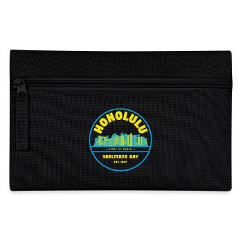 Honolulu Skyline Retro Abzeichen - Federtasche - Schwarz - Vorne