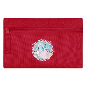 Flamingo with baby and baby utensils in blue - Pencil Case - red - Front