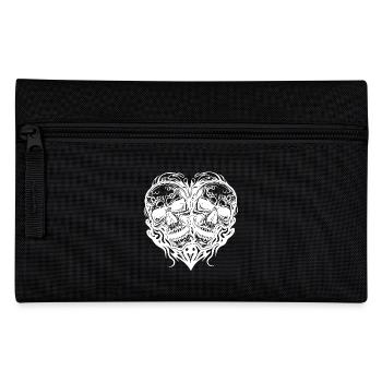 Two Skulls Heart Tattoo Tribal Style - Pencil Case - black - Front