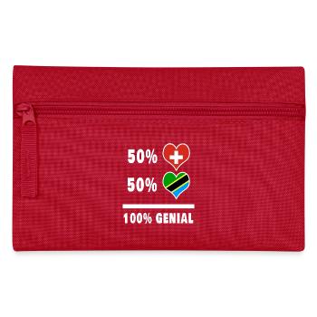 Ruanda und Schweiz 100% Genial Flagge - Federtasche - Rot - Vorne
