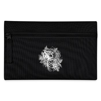 Elegant Parrot Floral Tattoo Bird Portrait - Pencil Case - black - Front