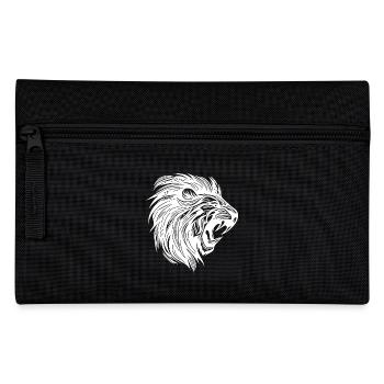 Wild Mighty Lion Head Tattoo Style Mane - Pencil Case - black - Front