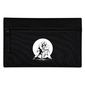 Aikido Kampfkunst Sport Kämpfer im Sonnenuntergang - Federtasche - Schwarz - Vorne