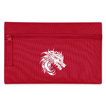Fauchender Tattoo Style Drachen Kopf - Federtasche - Rot - Vorne