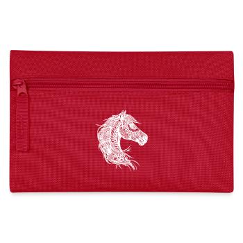 Elegantes Pferd im eleganten Tattoo Mähne Style - Federtasche - Rot - Vorne