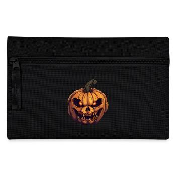 Böses Kürbis Gesicht - grinsendes Halloweenkostüm - Federtasche - Schwarz - Vorne