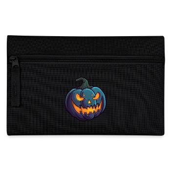 Wilde Fratze Halloween Kürbis glühende Augen - Federtasche - Schwarz - Vorne