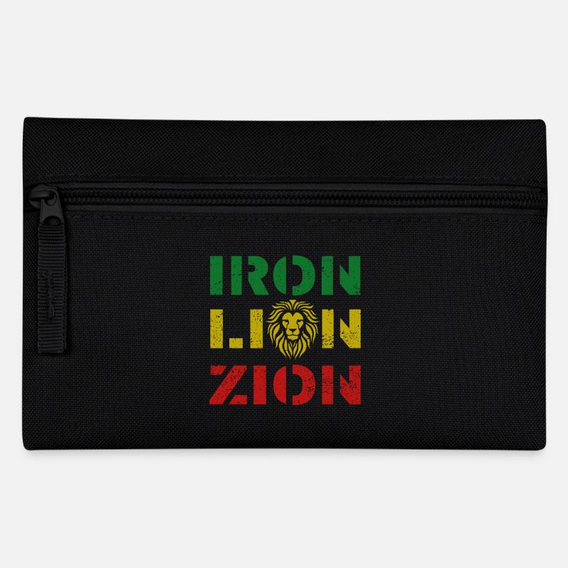 iron lion zion, rasta colours - Pencil Case - black