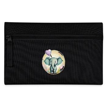 Baby Elefant mit Luftballon - Geschenkidee - Federtasche - Schwarz - Vorne