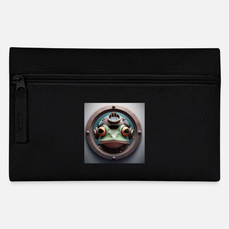 Frog with diving helmet looking through porthole - Pencil Case - black