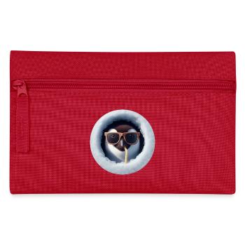 Pinguin mit Sonnenbrille und Strohhalm durch Eis - Federtasche - Rot - Vorne