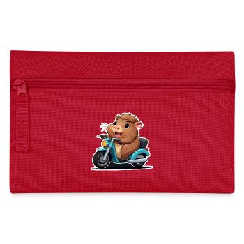 Meerschweinchen auf Mofa - Federtasche - Rot - Vorne