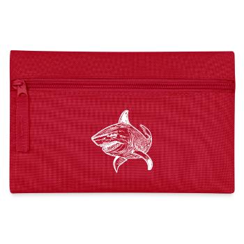 Großer vintager Hochseehai mit scharfen Zähnen - Federtasche - Rot - Vorne