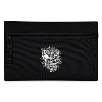 Blumen Papagei Vintage Vogel Portrait Zeichnung - Federtasche - Schwarz - Vorne