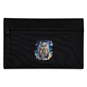 Hibou animal de pouvoir, sagesse, intuition, chamanique - Trousse - noir - Devant
