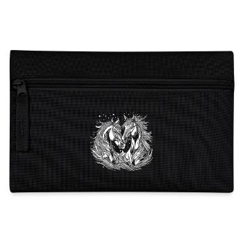 Two beautiful elegant horses in the shape of a heart - Pencil Case - black - Front