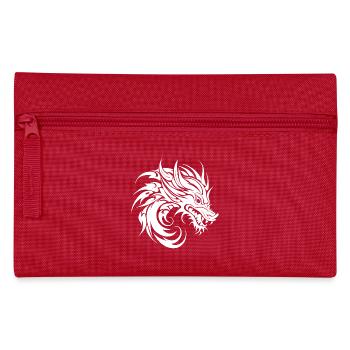 Gefährlicher fauchender Tattoo Style Drachen Kopf - Federtasche - Rot - Vorne