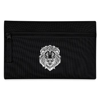Mighty Lion Head Tattoo Style Mane - Pencil Case - black - Front
