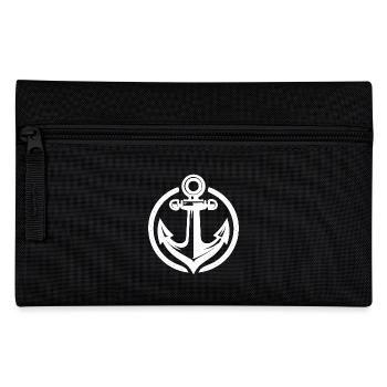 Vintage Old Wet Anchor in Circle Logo - Pencil Case - black - Front