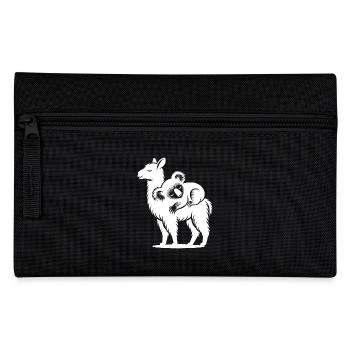 Lustiges Lama mit chillendem Koala auf dem Rücken - Federtasche - Schwarz - Vorne