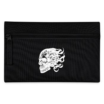 Laughing Burning Grinning Tattoo Skull - Pencil Case - black - Front