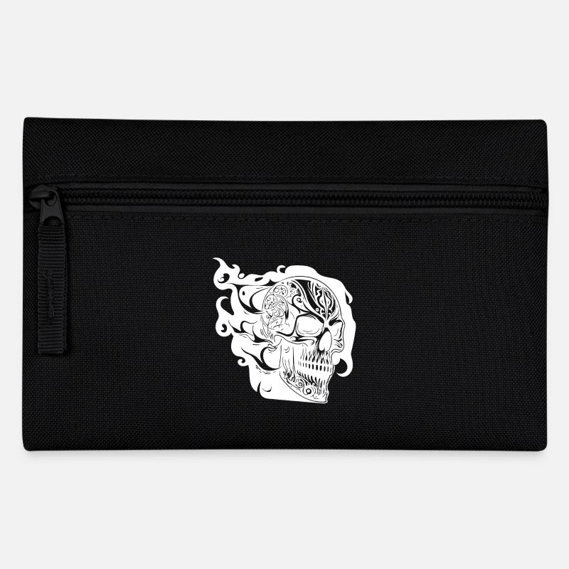 Feuer Schädel Tattoo Porträt Style - Federtasche - Schwarz