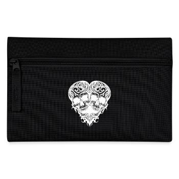 Heart of Two Skulls Tribal Tattoo Style - Pencil Case - black - Front