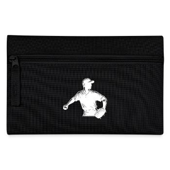 Baseball Spieler mit Ball und Baseballhandschuh - Federtasche - Schwarz - Vorne