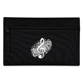 Music clef with vintage sheet music - Pencil Case - black - Front