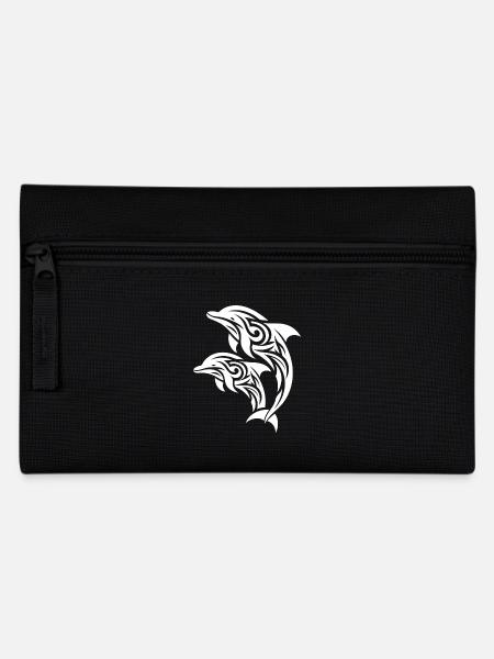 Tümmler Tribal Tattoo Springende Delfine - Federtasche - Schwarz