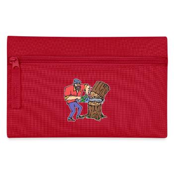 Wood Saw Sawdust Forestry Work Lumberjack Forestry - Pencil Case - red - Front