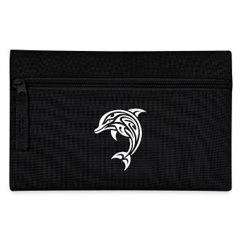 Springender kleiner süsses Baby Delfin Tattoo - Federtasche - Schwarz - Vorne