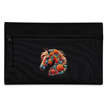 Horse decorated with flowers - Pencil Case - black - Front