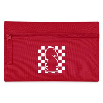 Schach Pferd Schachbrett Muster Symbol Grafik Logo - Federtasche - Rot - Vorne
