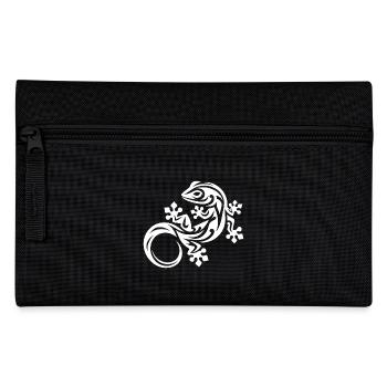 Petit gecko drôle dans le style de tatouage tribal - Trousse - noir - Devant