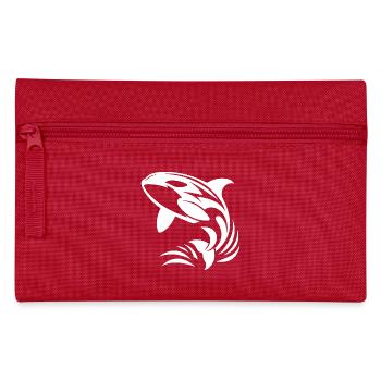 Elegan Orca Jumps in Tattoo Water Style - Pencil Case - red - Front