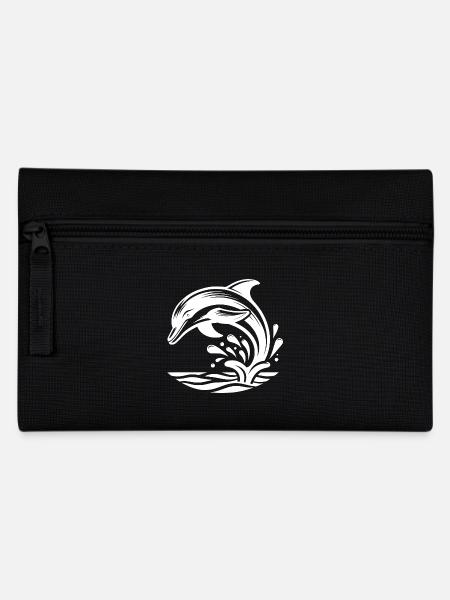 Eleganter Springender Tattoo Delfin - Federtasche - Schwarz