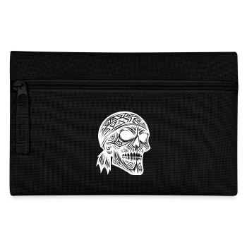 Pirate Costume Skull in Tribal Tattoo Style - Pencil Case - black - Front