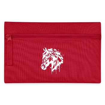 Geometrisch Vintage Pferdekopf Porträt - Federtasche - Rot - Vorne