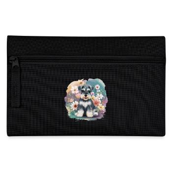 Schnauzer mit Blumen - Federtasche - Schwarz - Vorne
