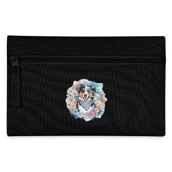 Australian Shepherd with Flowers - Pencil Case - black - Front