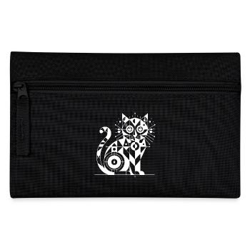 Cat Geometric Lines Design - Pencil Case - black - Front
