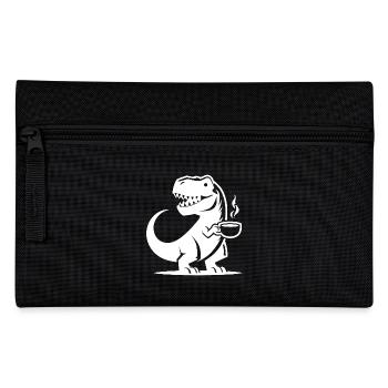 Koffein Dinosaurier T-Rex mit Kaffeetasse - Federtasche - Schwarz - Vorne