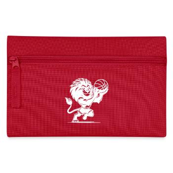 Clever lion with basketball while shooting basket - Pencil Case - red - Front