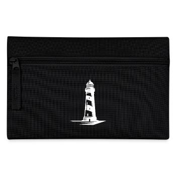 Alter einsamer gestreifter Küsten Leuchtturm - Federtasche - Schwarz - Vorne