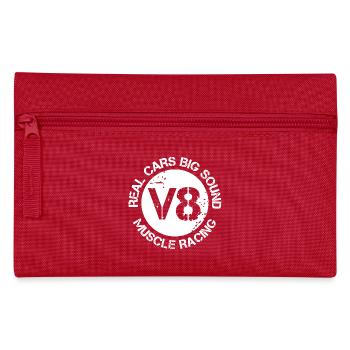 V8 Emblème Voiture Logo Musclecars Moteur Son Icône - Trousse - rouge - Devant