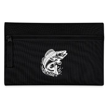 Springender Zander Fisch - Federtasche - Schwarz - Vorne