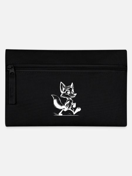 Kleiner Frechdachs Fuchs Zeichnung - Federtasche - Schwarz
